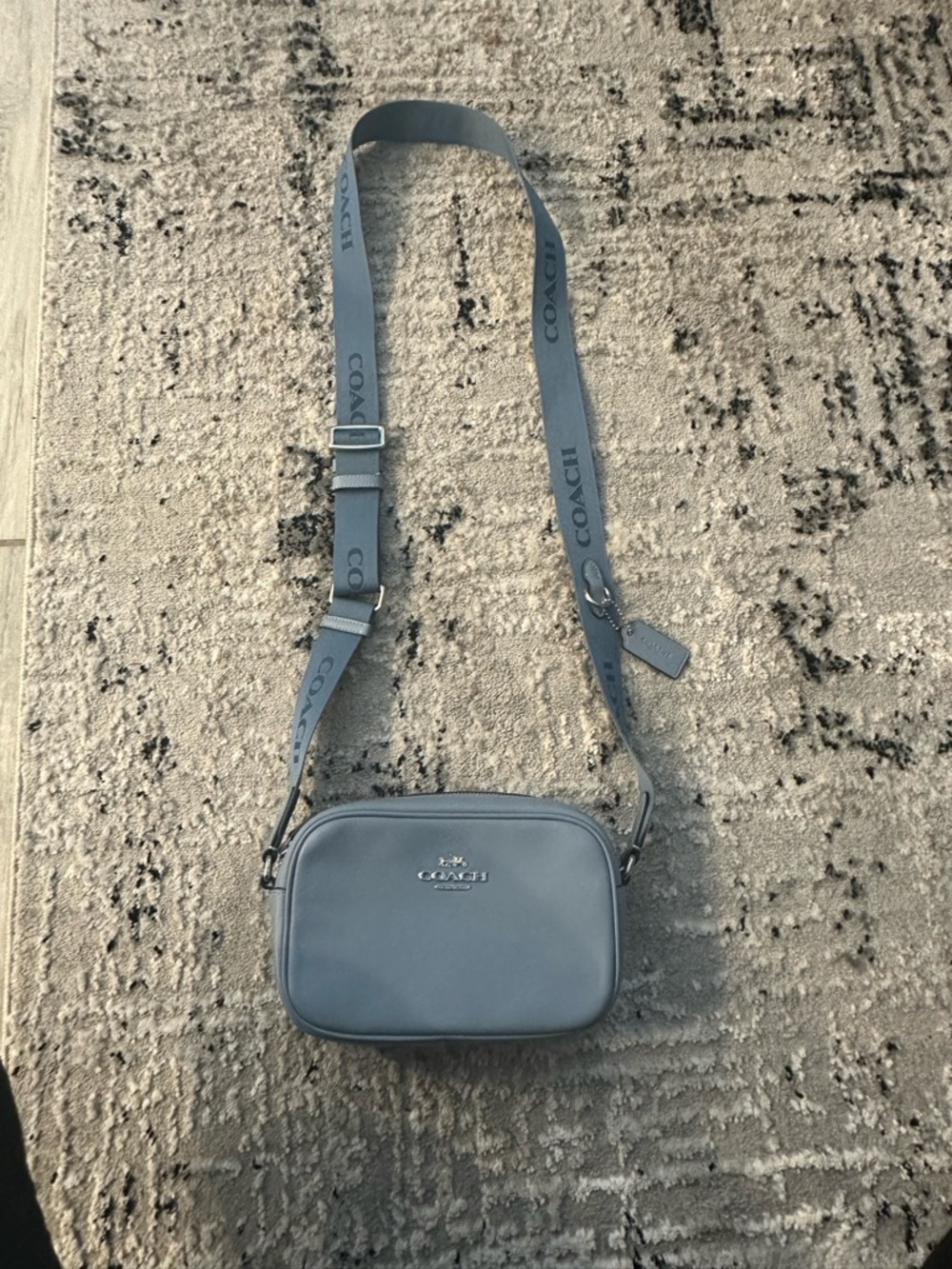Coach Light Blue Logo Strap Crossbody Camera Bag